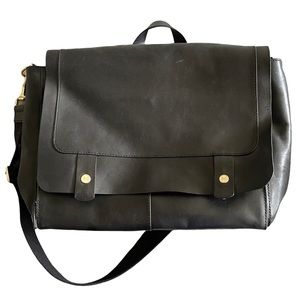 Skagen Black Leather Messenger Bag
